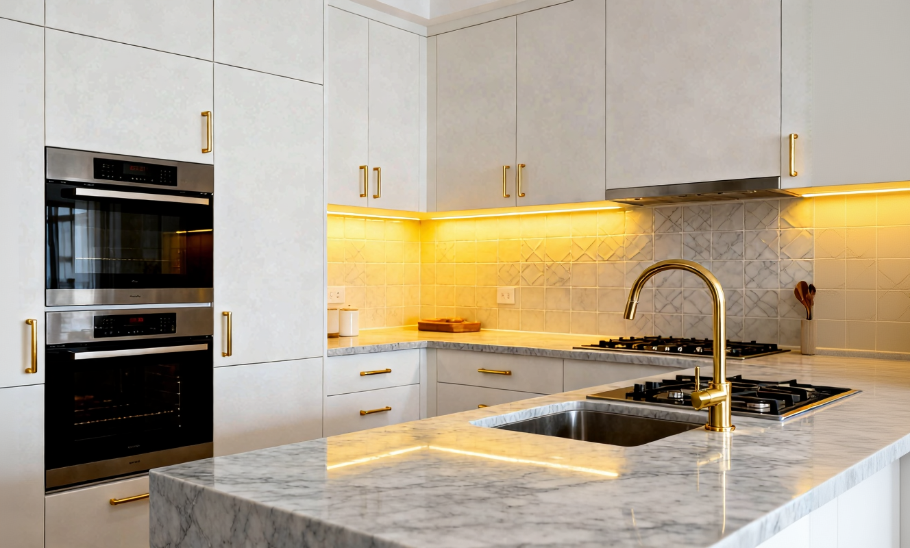 Kitchen inspiration with a spacious island and soft ambient lighting